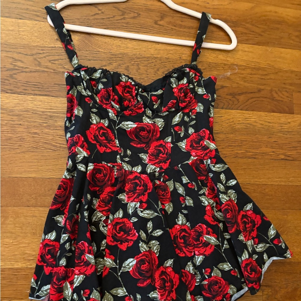 Floral Dress with Red Roses